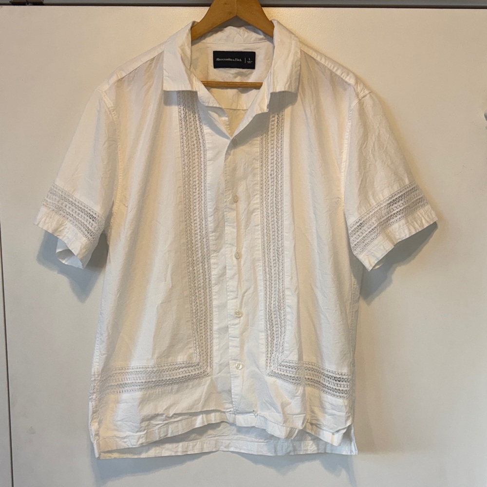 Abercrombie & Fitch White Casual Button Down Shirt